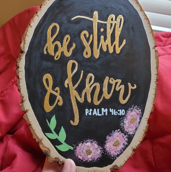 HP!❤Beautiful Custom Handletter Sign On Wood Slice - Picture 2 of 2